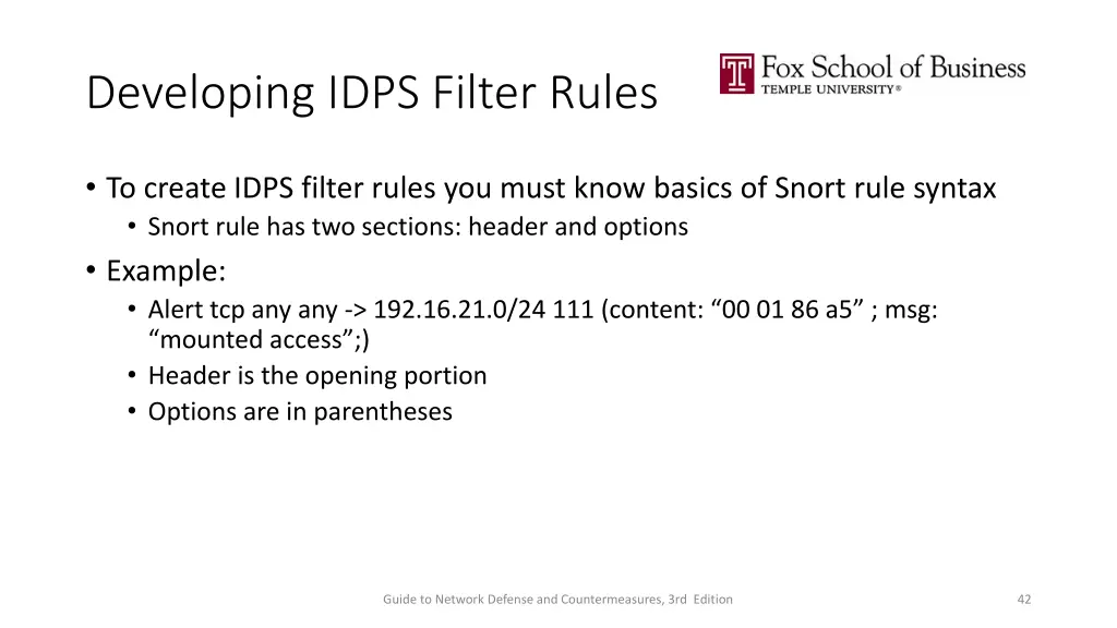 developing idps filter rules