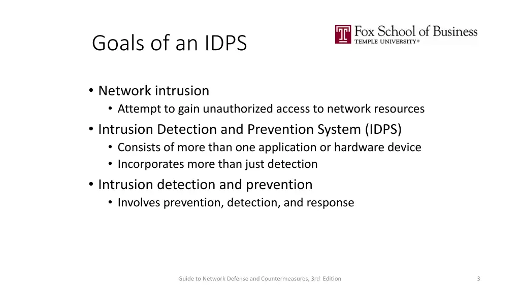 goals of an idps