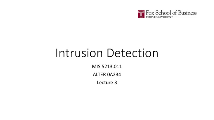 intrusion detection