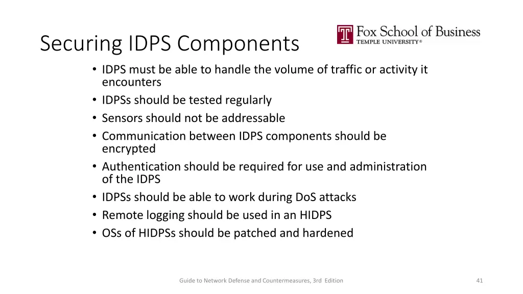 securing idps components idps must be able