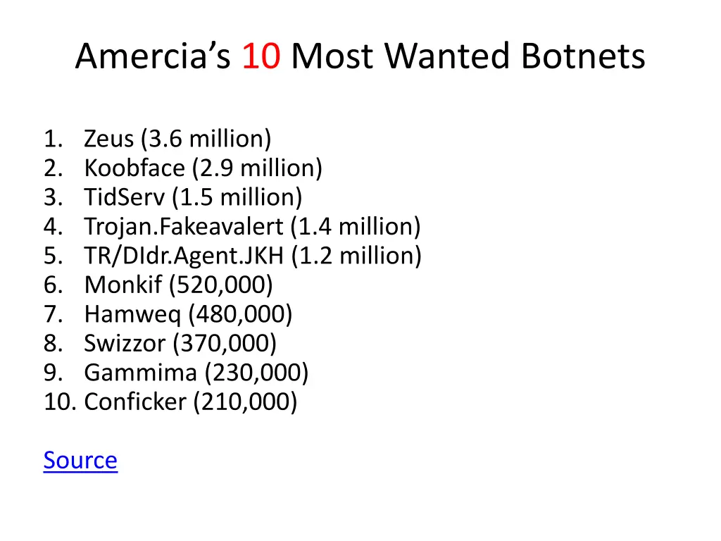 amercia s 10 most wanted botnets