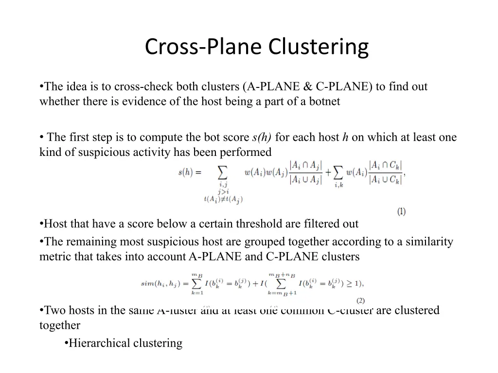 cross plane clustering