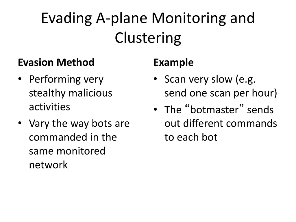 evading a plane monitoring and clustering