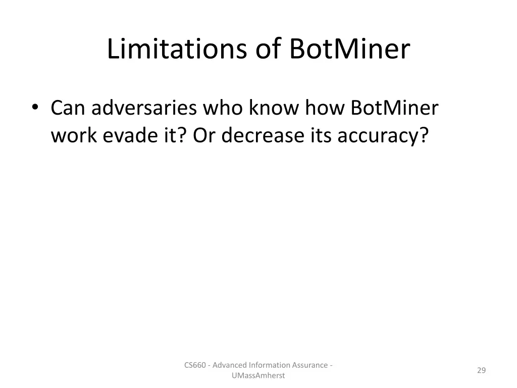 limitations of botminer