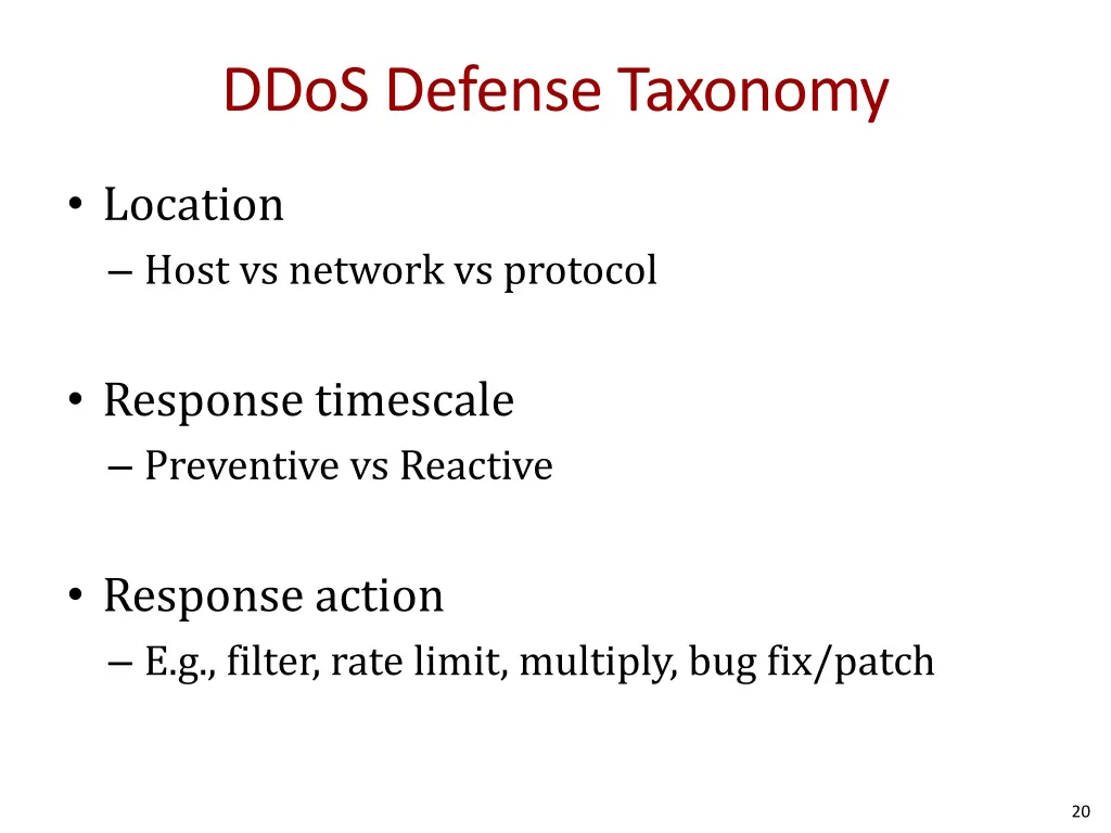 ddos defense taxonomy