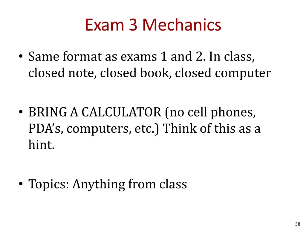 exam 3 mechanics