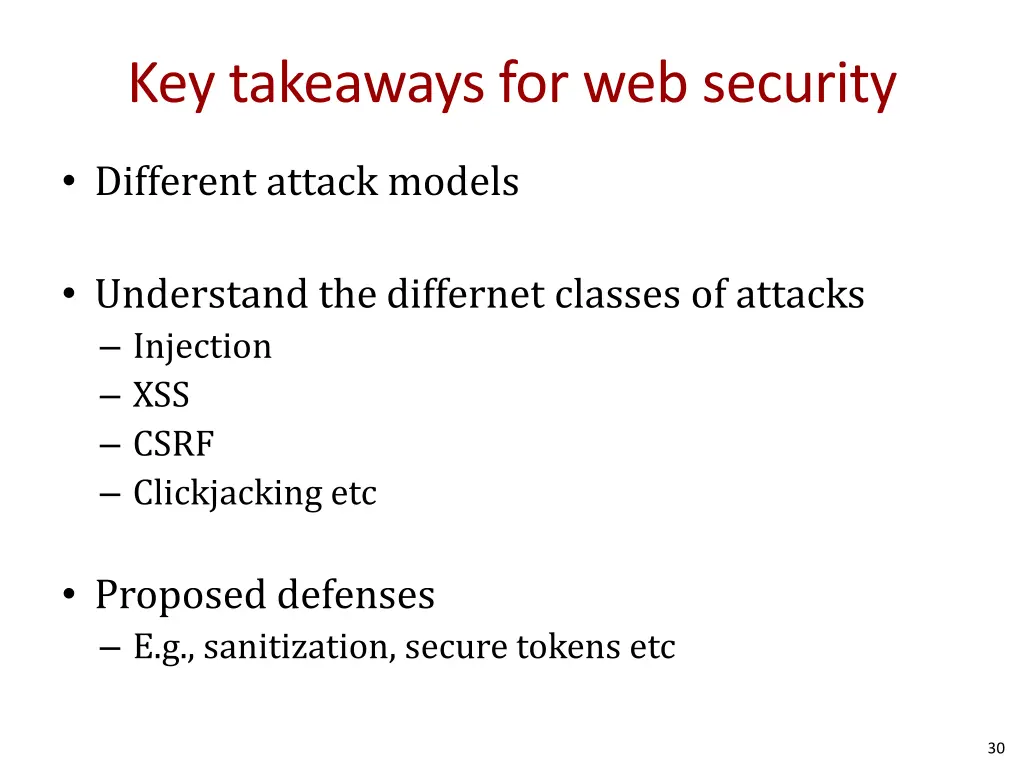 key takeaways for web security