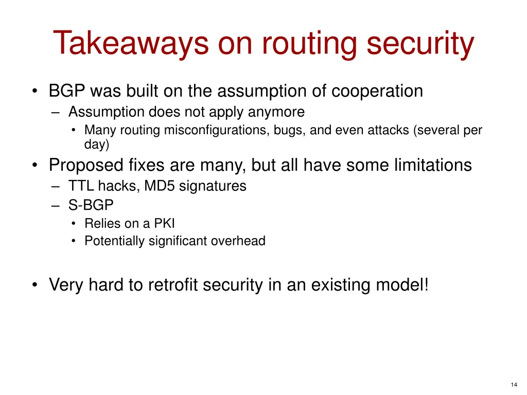 takeaways on routing security