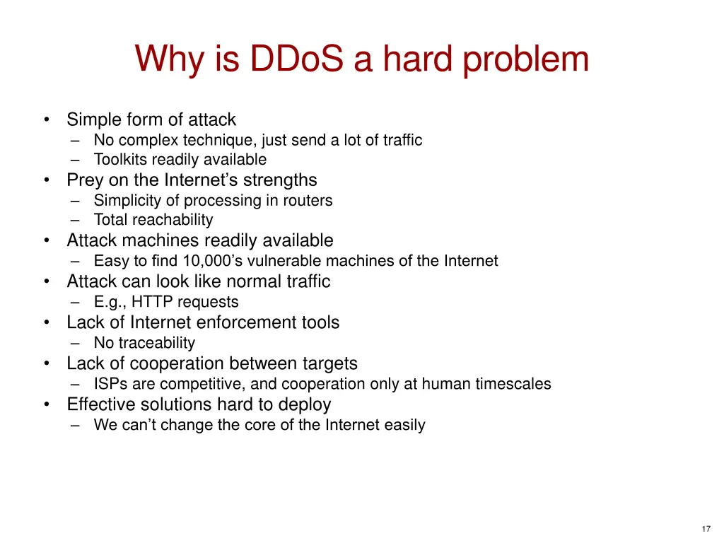 why is ddos a hard problem