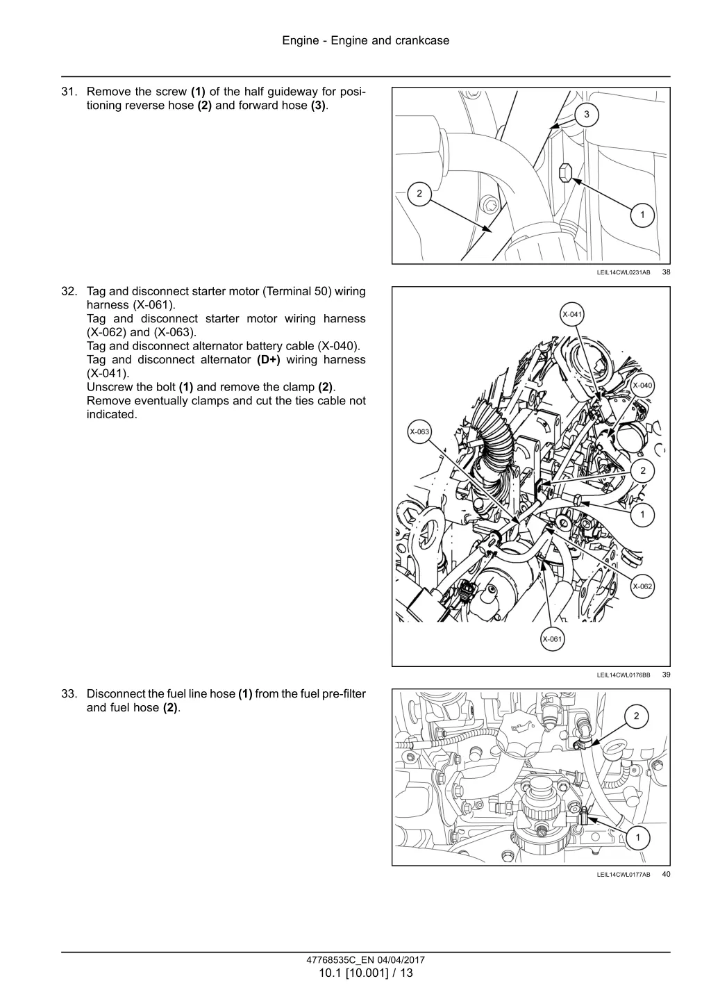 engine engine and crankcase 10