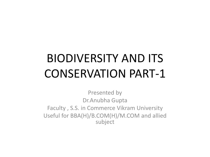 biodiversity and its conservation part 1