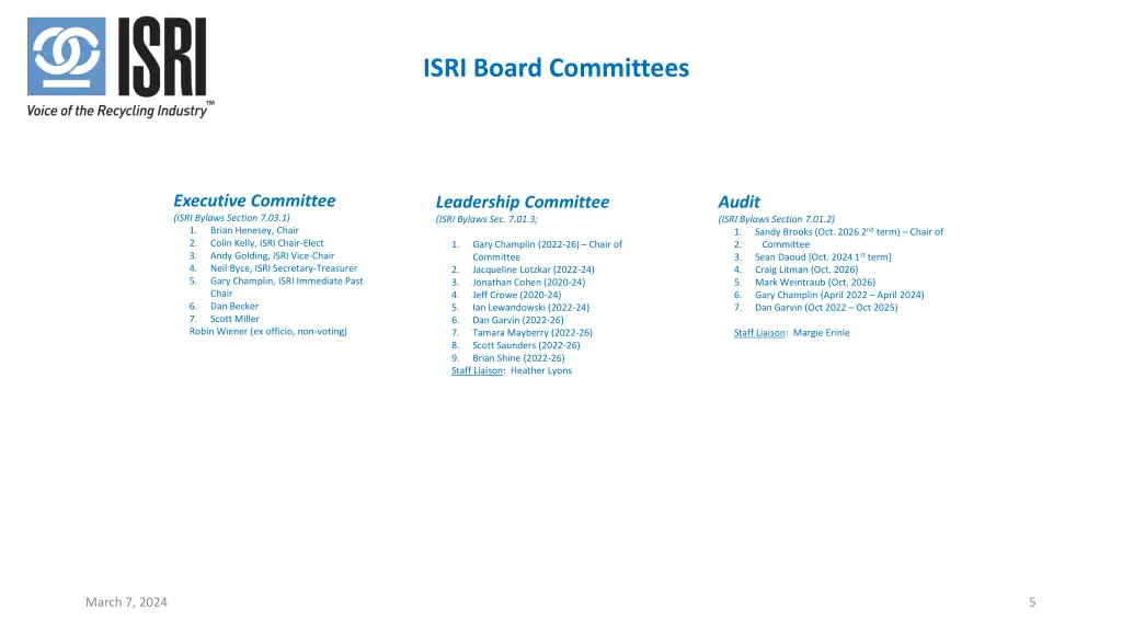 isri board committees