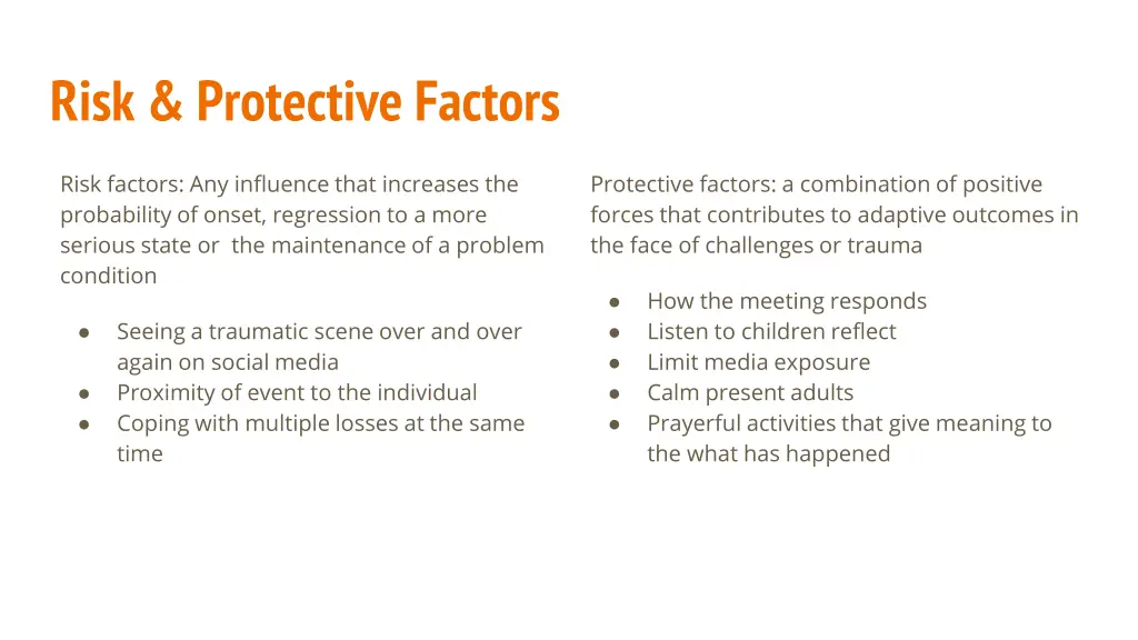 risk protective factors