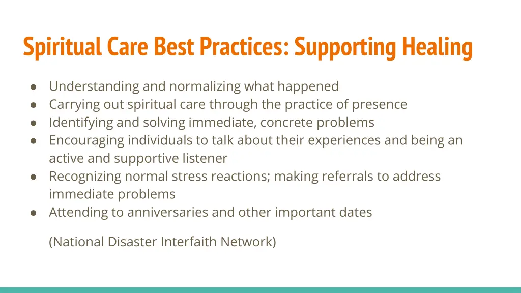 spiritual care best practices supporting healing