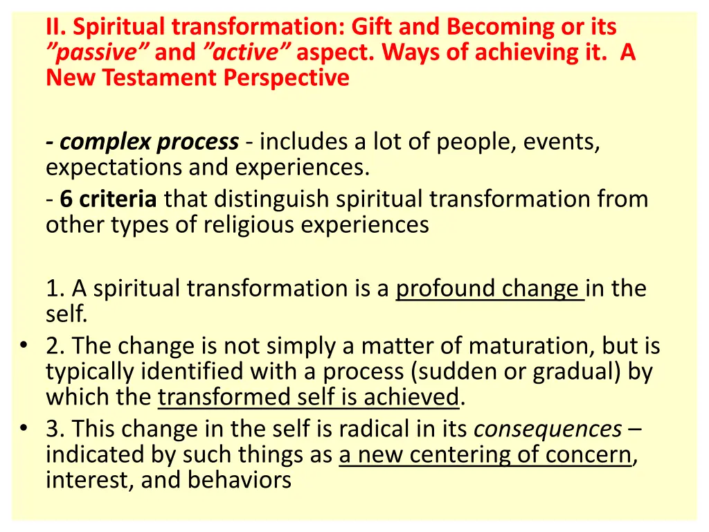 ii spiritual transformation gift and becoming