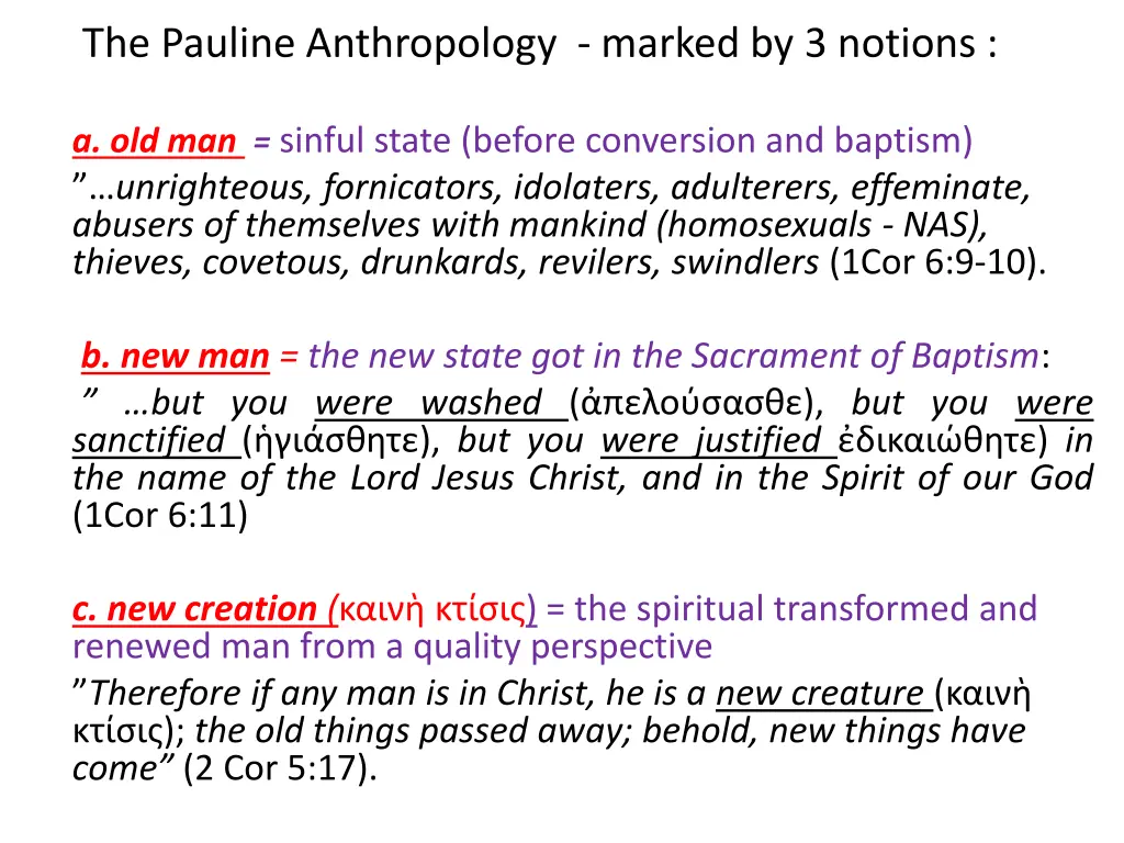 the pauline anthropology marked by 3 notions