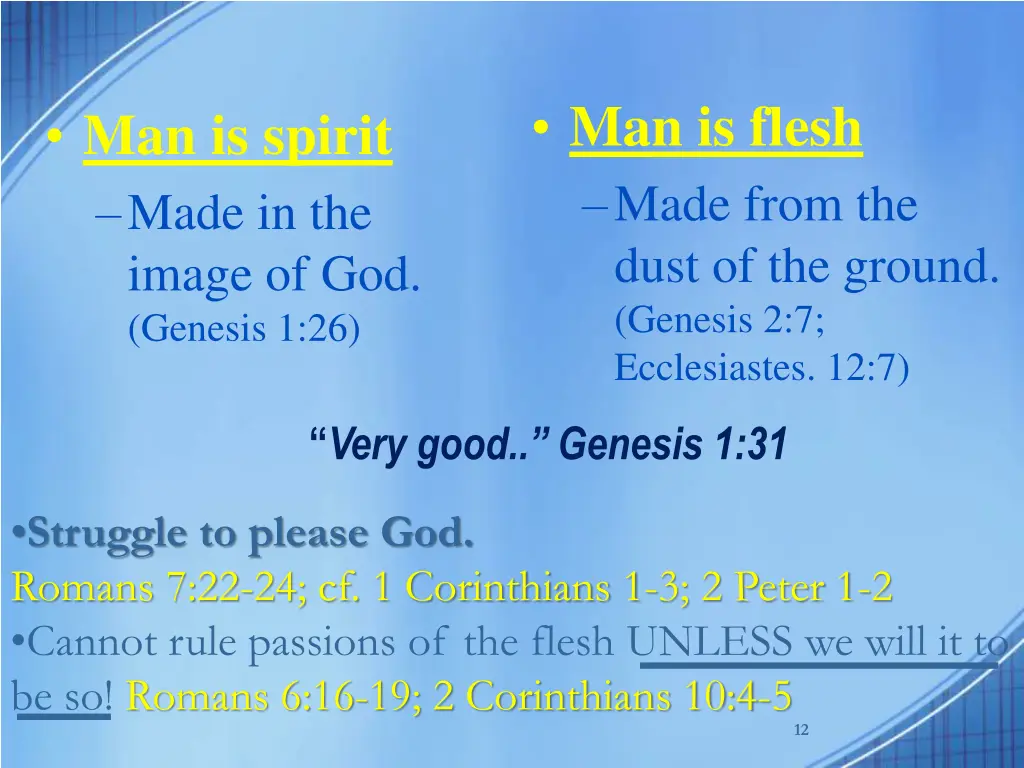 man is flesh made from the dust of the ground