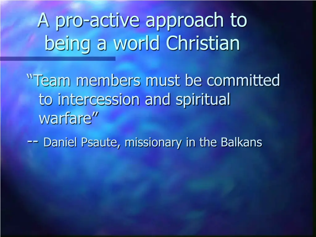 a pro active approach to being a world christian