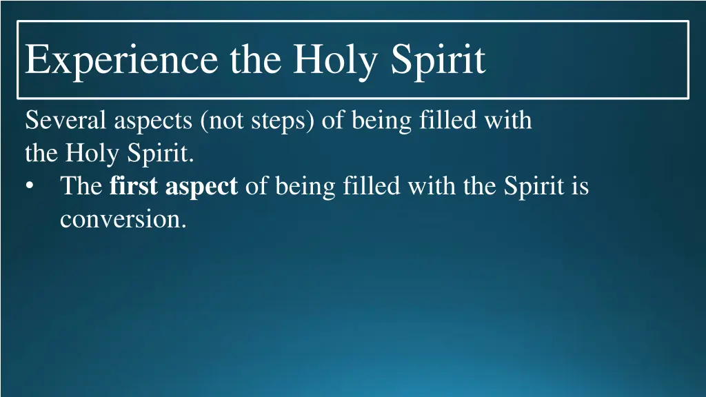 experience the holy spirit 1