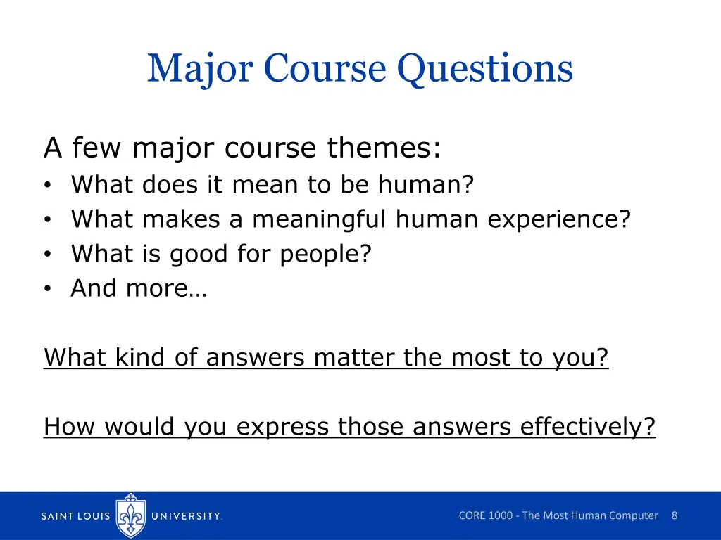 major course questions