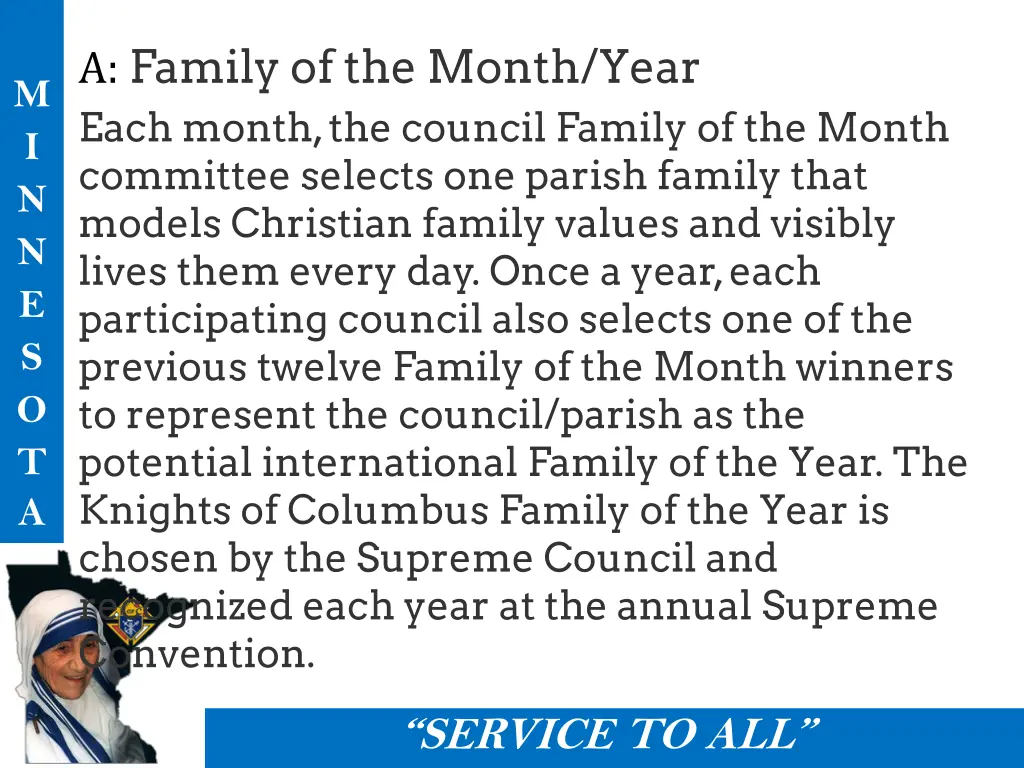 a family of the month year each month the council