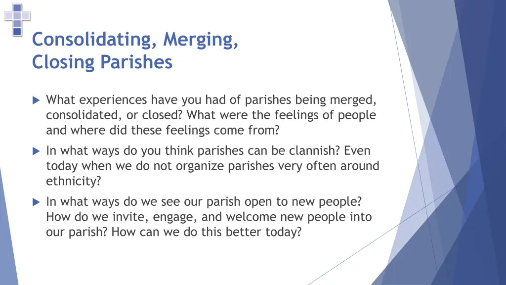 consolidating merging closing parishes