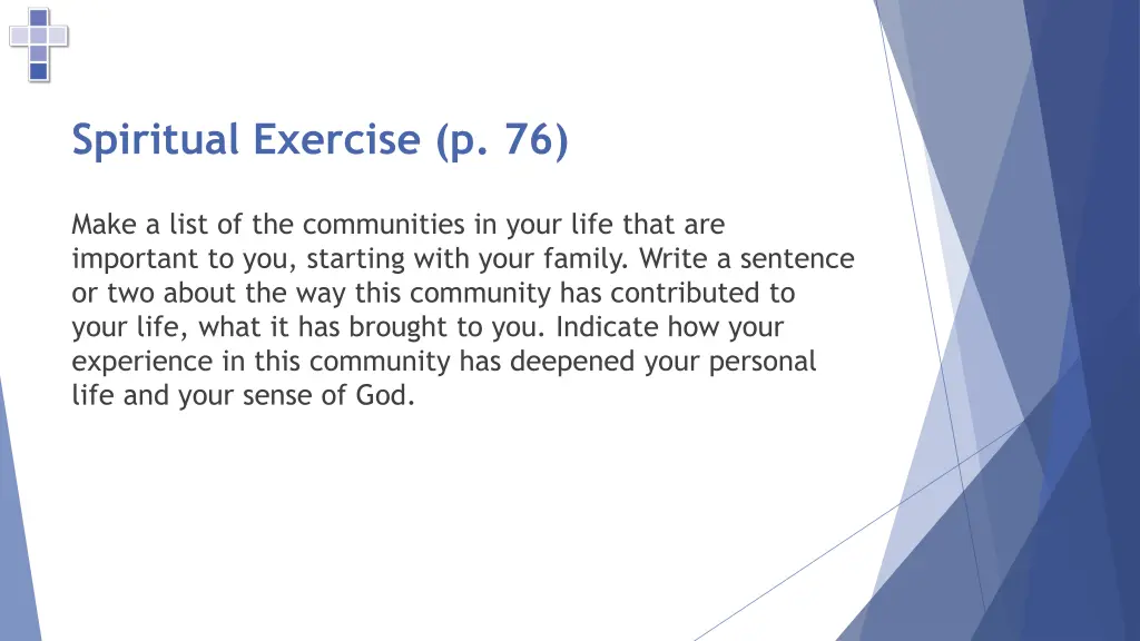 spiritual exercise p 76