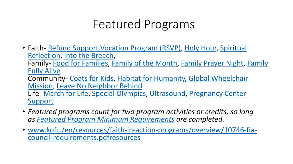 featured programs