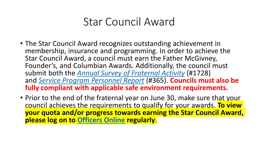 star council award