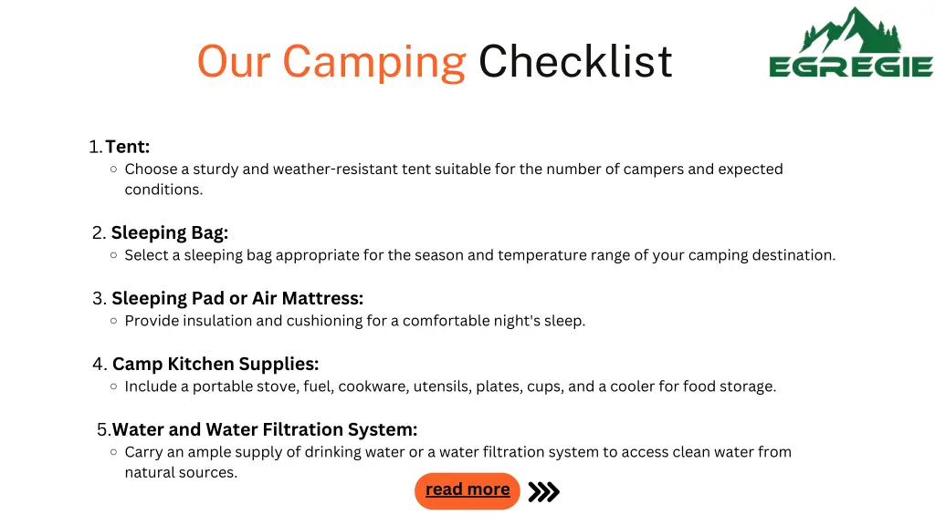 our camping checklist