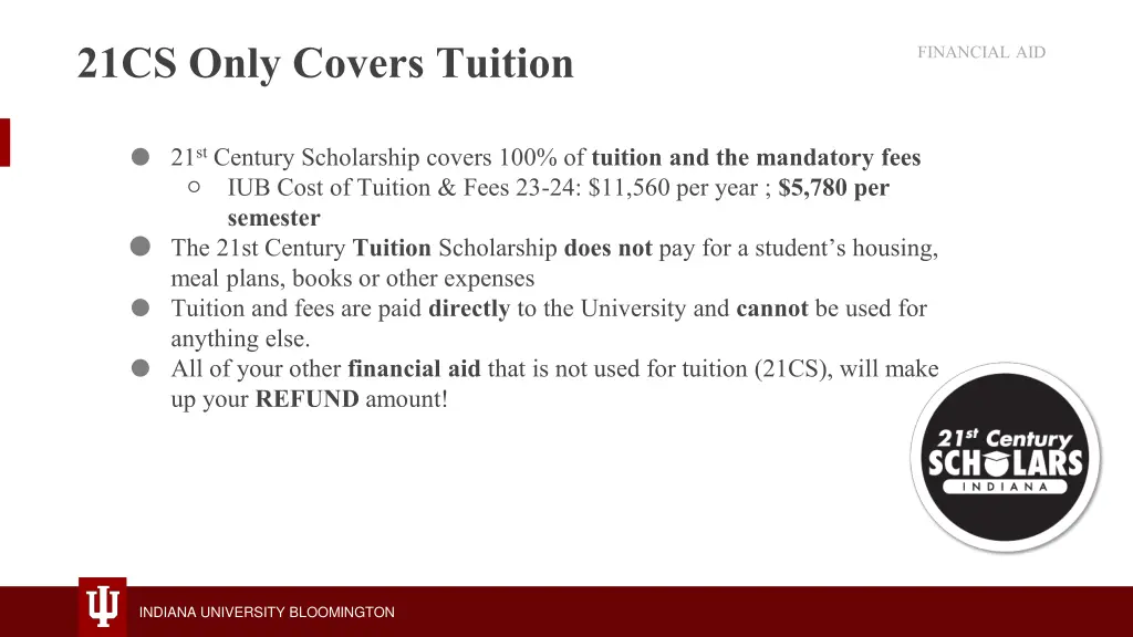 21cs only covers tuition