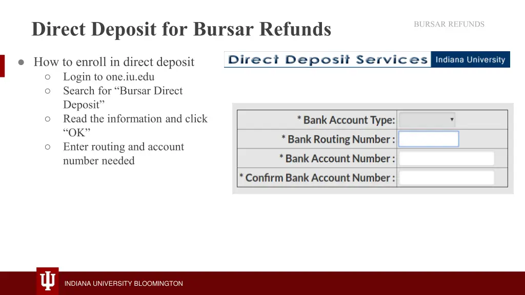 direct deposit for bursar refunds