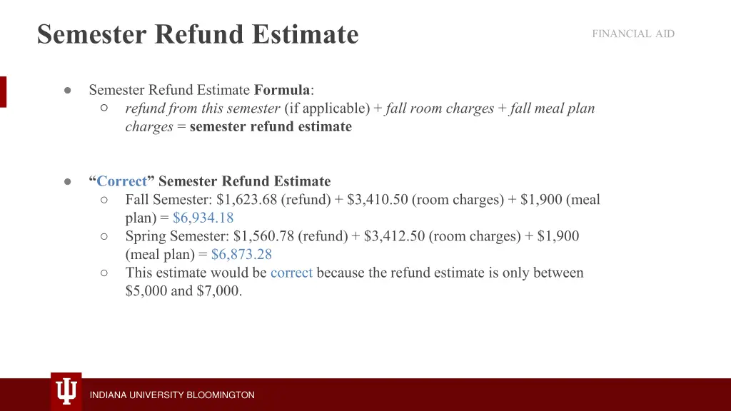 semester refund estimate 1