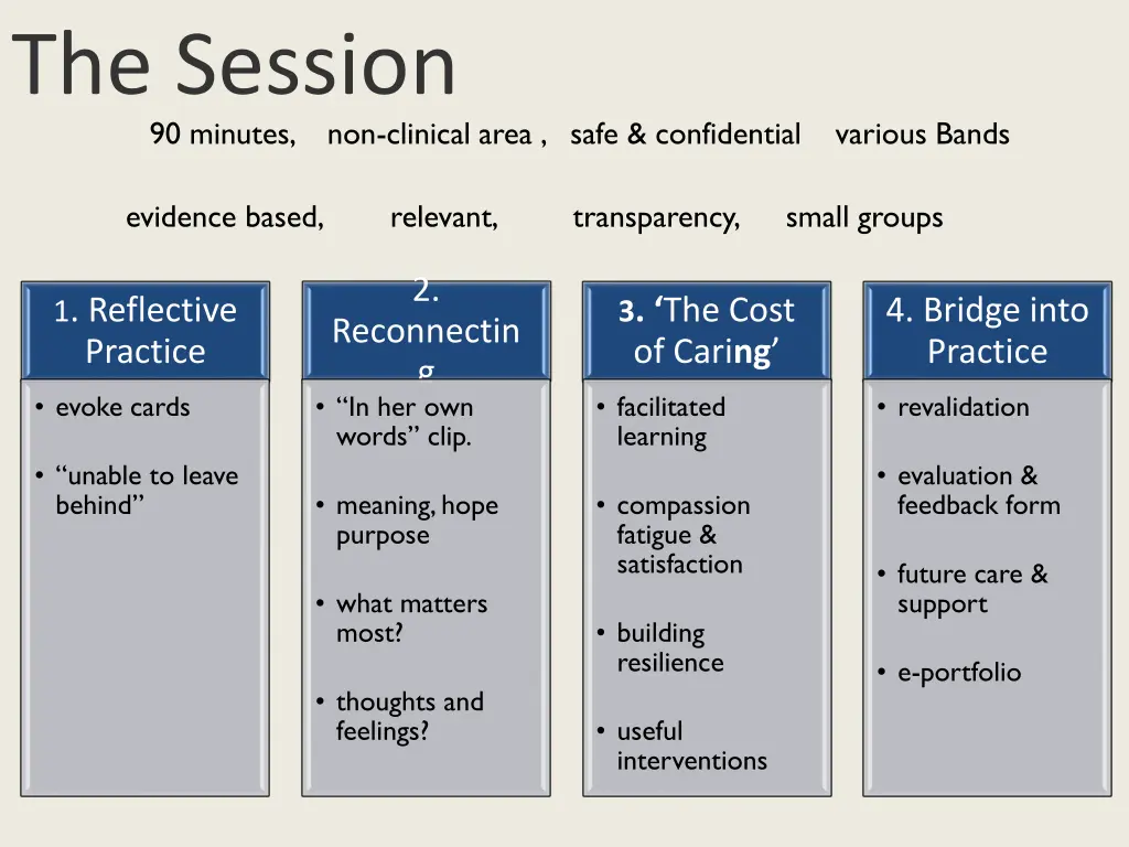 the session 90 minutes non clinical area safe