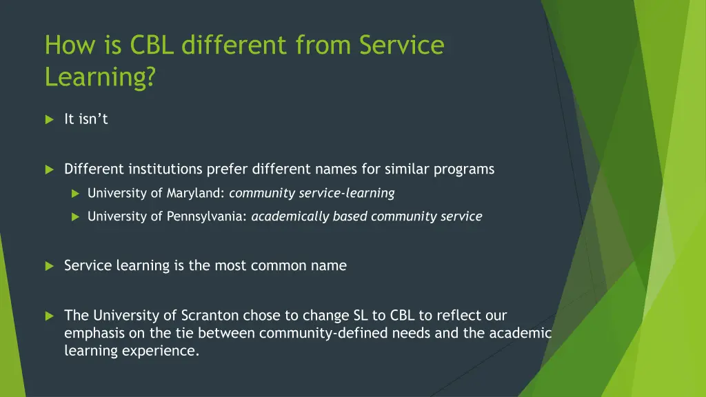 how is cbl different from service learning