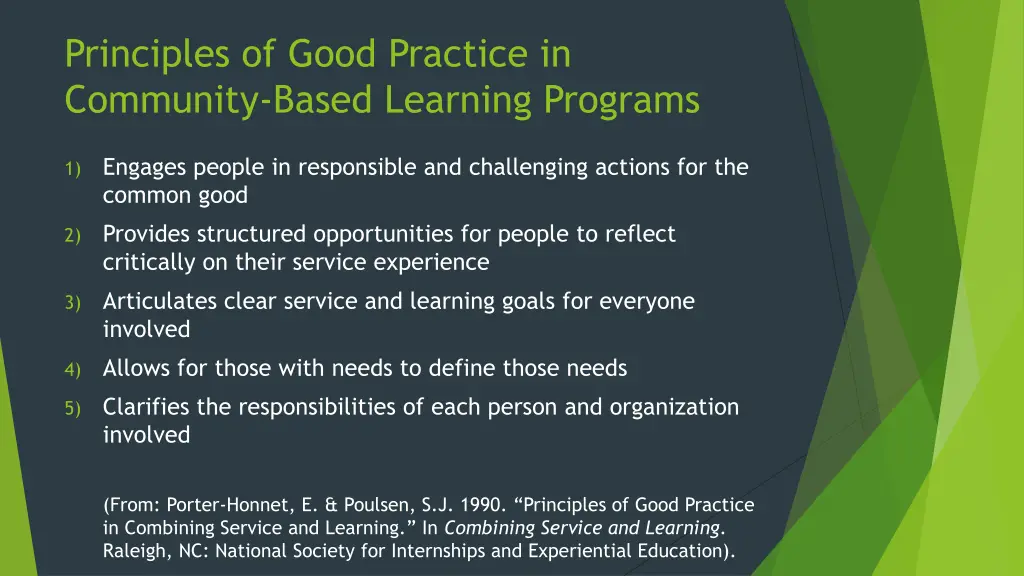 principles of good practice in community based