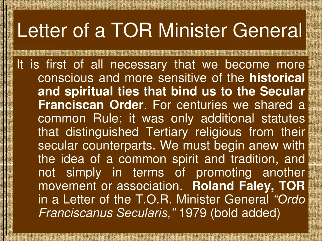 letter of a tor minister general