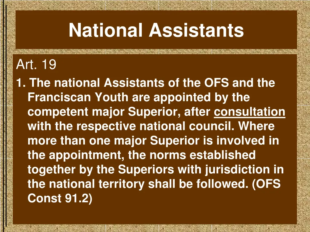 national assistants