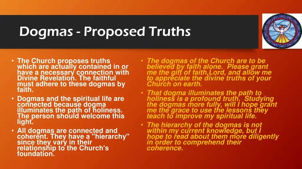 dogmas proposed truths