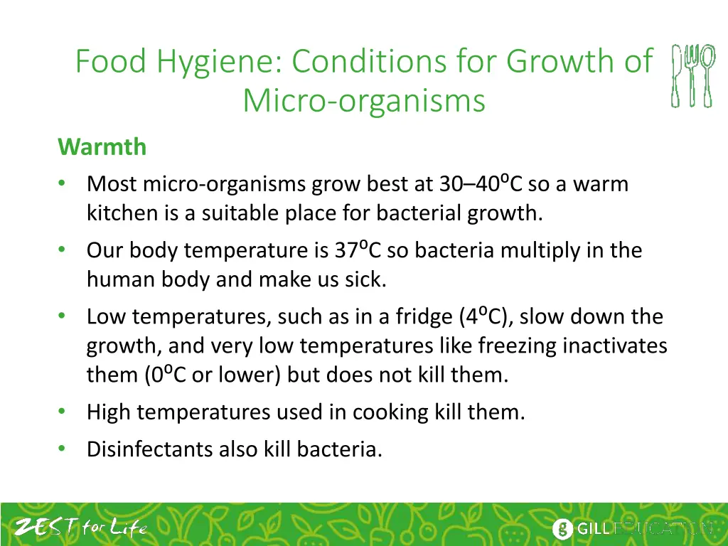 food hygiene conditions for growth of micro