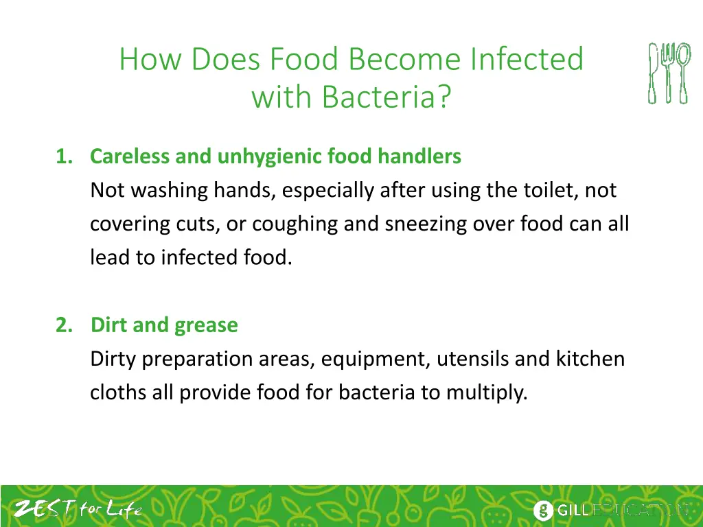 how does food become infected with bacteria