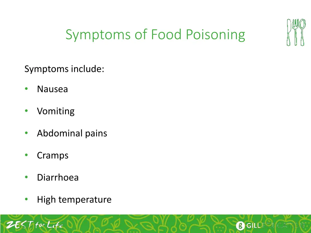 symptoms of food poisoning