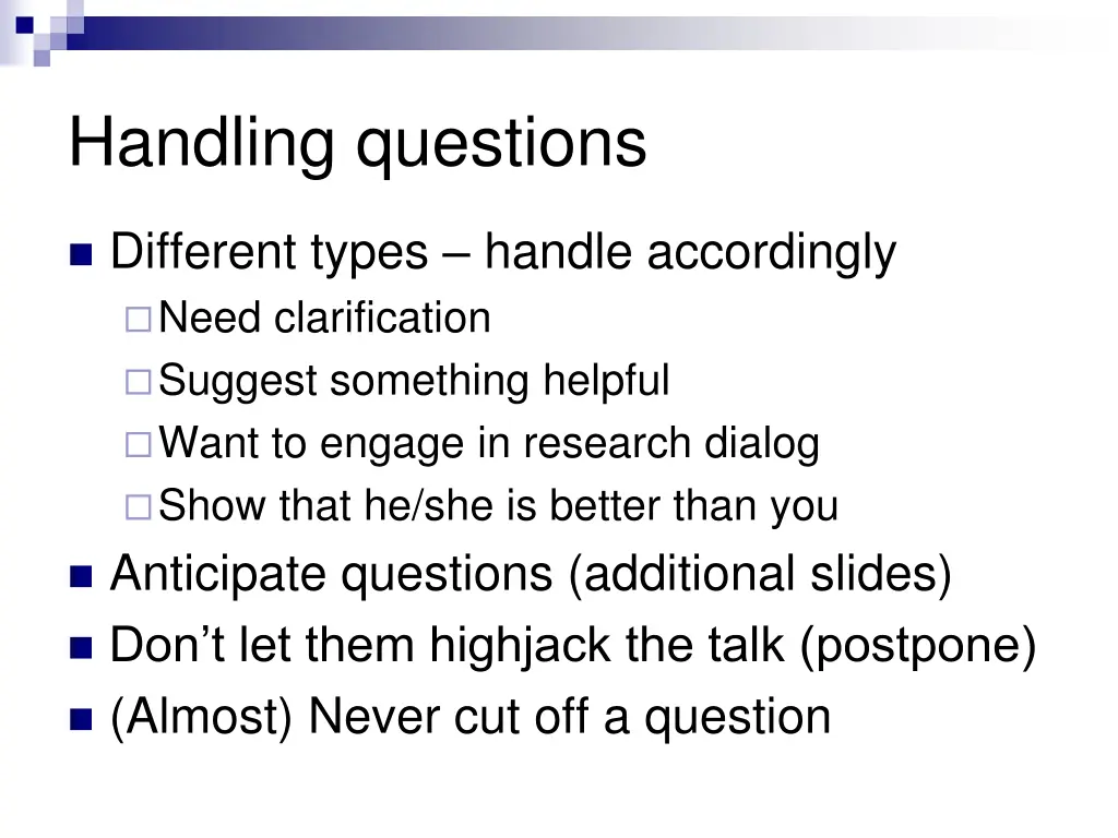 handling questions