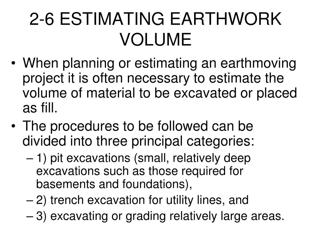 2 6 estimating earthwork volume when planning