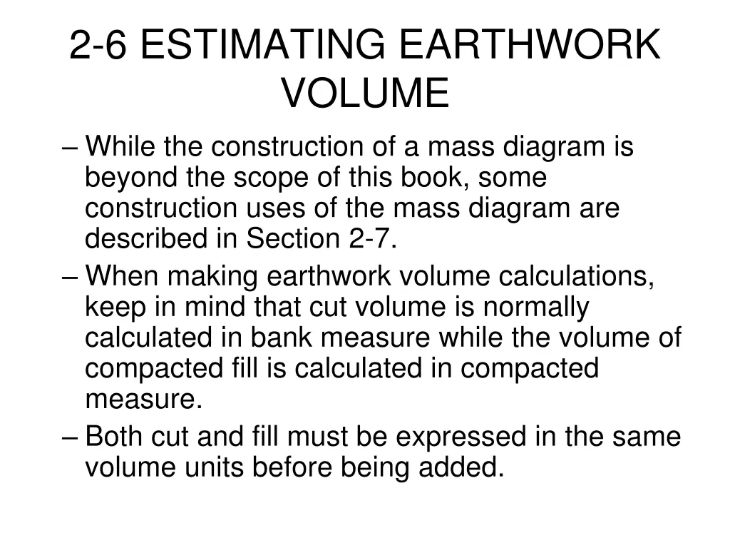 2 6 estimating earthwork volume while