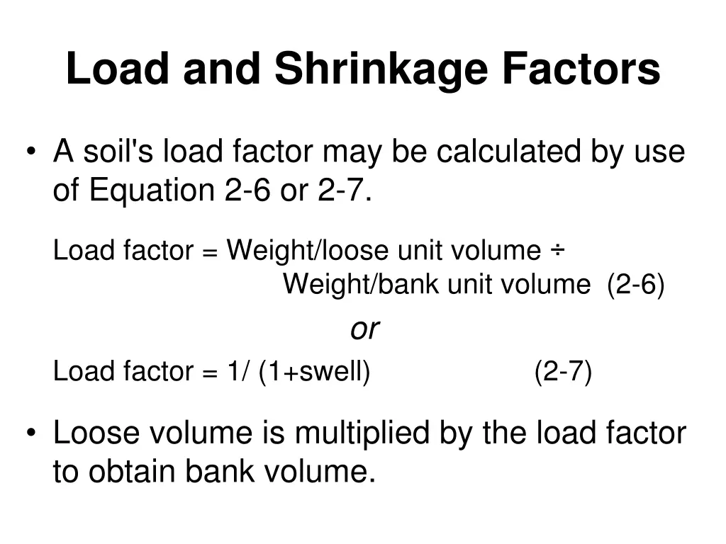 load and shrinkage factors 1