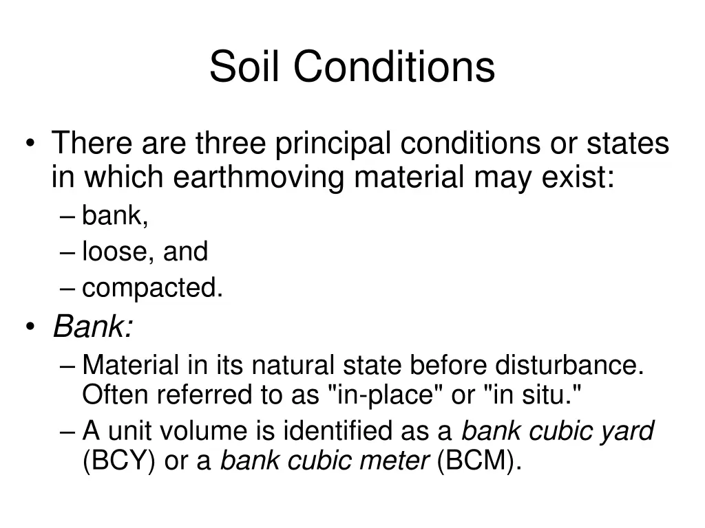 soil conditions