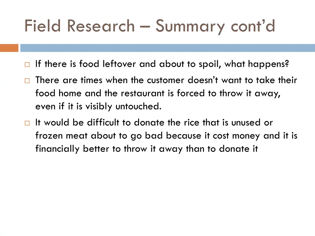 field research summary cont d