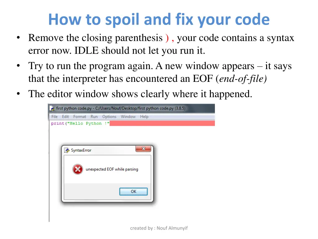 how to spoil and fix your code remove the closing