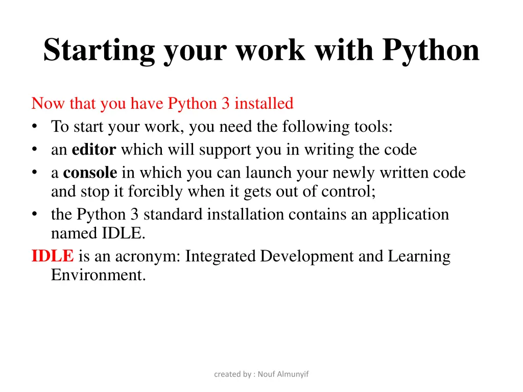 starting your work with python